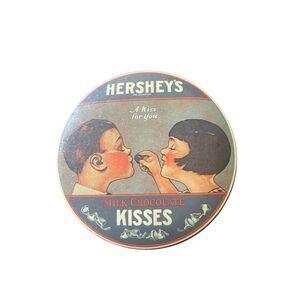 Vintage Hersheys “A Kiss for You” 1982 Milk Chocolate Kisses Metal Tin Can